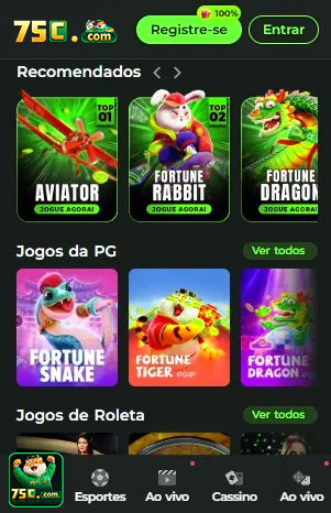 Aplicativo 75c.com para Android e iOS